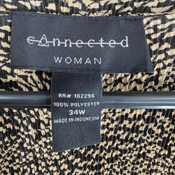 Womans Connected Black & Beige Animal Print Open Cardigan Plus Size 34W - Picture 3 of 8